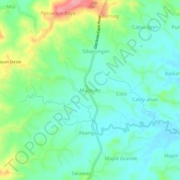 Mapa topográfico Magbato, altitude, relevo