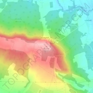 Mapa topográfico Bexley Hill, altitude, relevo