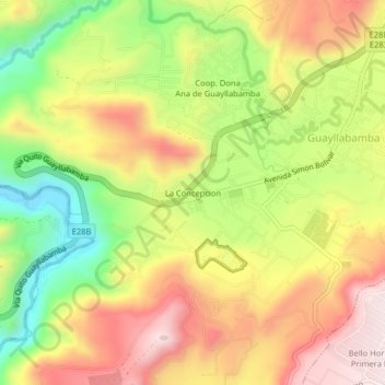 Mapa topográfico La Concepcion, altitude, relevo
