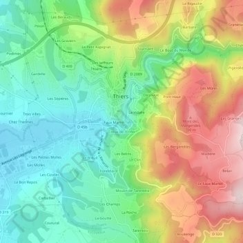 Mapa topográfico Saint-Jean, altitude, relevo