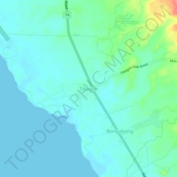 Mapa topográfico Tibagon, altitude, relevo