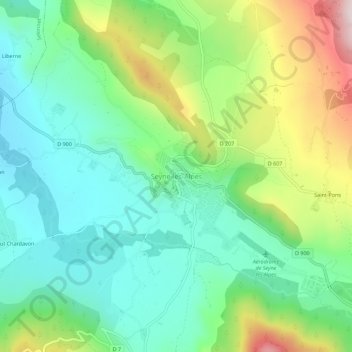 Mapa topográfico Seyne-les-Alpes, altitude, relevo