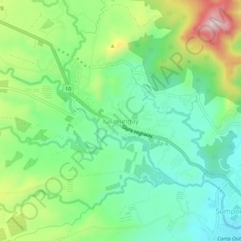 Mapa topográfico Kalasungay, altitude, relevo