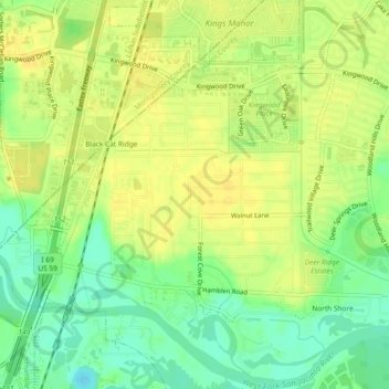 Mapa topográfico Forest Cove, altitude, relevo