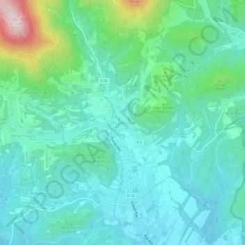 Mapa topográfico Étueffont, altitude, relevo