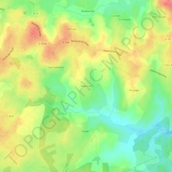 Mapa topográfico Veaumas, altitude, relevo