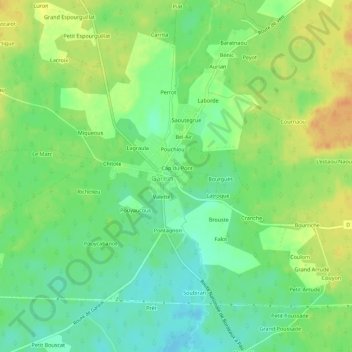 Mapa topográfico Capsau, altitude, relevo