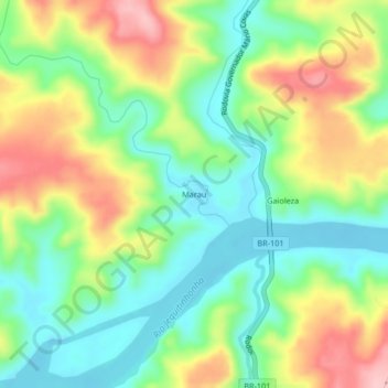 Mapa topográfico Marau, altitude, relevo
