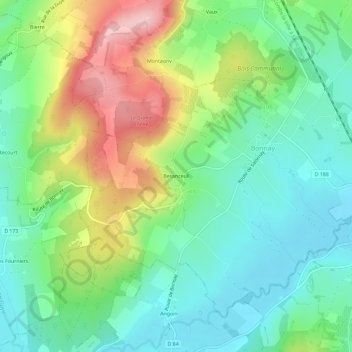Mapa topográfico Besanceuil, altitude, relevo