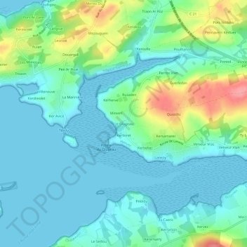 Mapa topográfico Le Glugeau, altitude, relevo