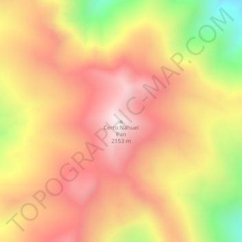Mapa topográfico Cerro Nahuel Pan, altitude, relevo