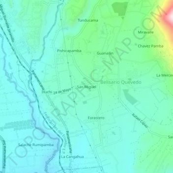 Mapa topográfico San Miguel, altitude, relevo