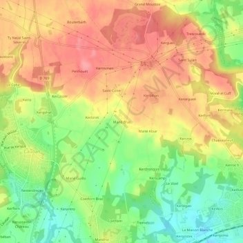 Mapa topográfico Mané Bras, altitude, relevo