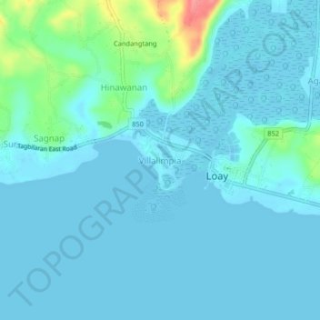 Mapa topográfico Villalimpia, altitude, relevo