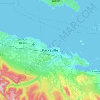Mapa topográfico Parksville, altitude, relevo