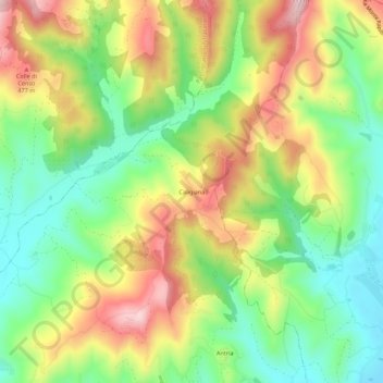 Mapa topográfico Caligiana, altitude, relevo