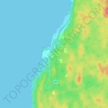 Mapa topográfico Lolabé, altitude, relevo
