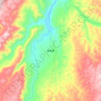 Mapa topográfico 母享镇, altitude, relevo