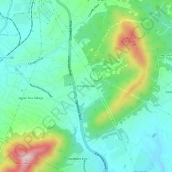 Mapa topográfico British Woods, altitude, relevo