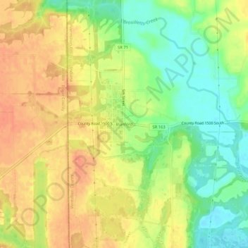 Mapa topográfico Blanford, altitude, relevo