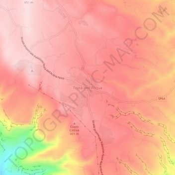 Mapa topográfico Testa dell'Acqua, altitude, relevo