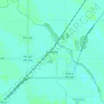 Mapa topográfico Sanford, altitude, relevo