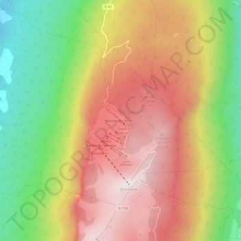 Mapa topográfico Maison du Semnoz, altitude, relevo