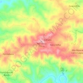 Mapa topográfico Alta Mora, altitude, relevo