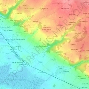 Mapa topográfico La Colle, altitude, relevo