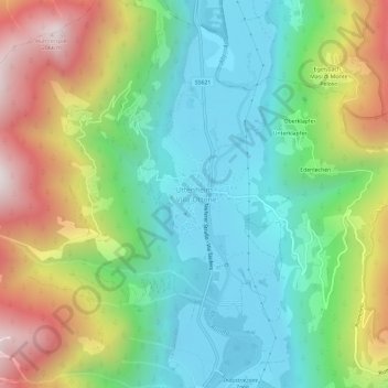 Mapa topográfico Uttenheim - Villa Ottone, altitude, relevo