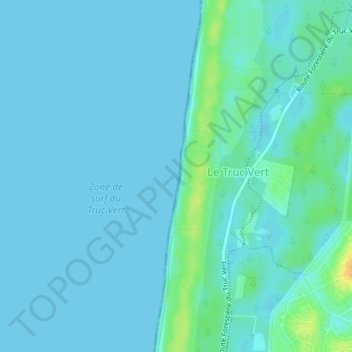 Mapa topográfico Plage du Truc Vert, altitude, relevo