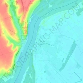 Mapa topográfico Dunafalva, altitude, relevo