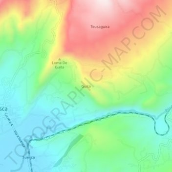 Mapa topográfico Guita, altitude, relevo