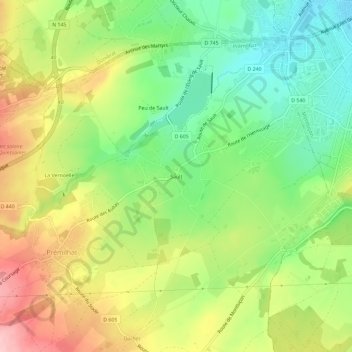 Mapa topográfico Sault, altitude, relevo