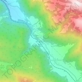 Mapa topográfico Castello di Corno, altitude, relevo