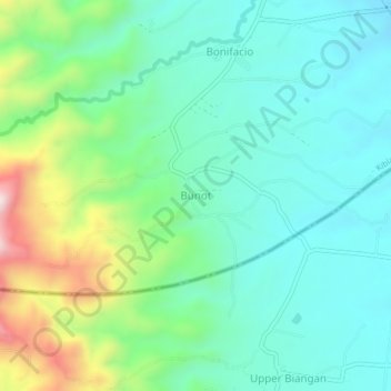 Mapa topográfico Bunot, altitude, relevo