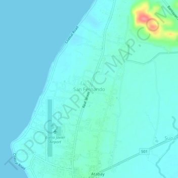 Mapa topográfico San Fernando, altitude, relevo