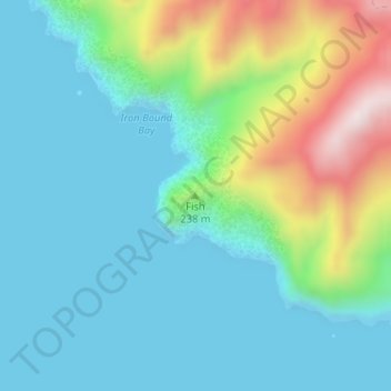 Mapa topográfico Fish, altitude, relevo