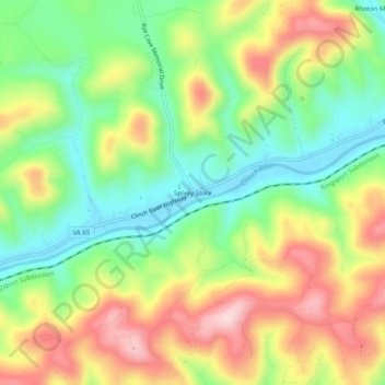 Mapa topográfico Spivey Store, altitude, relevo
