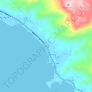 Mapa topográfico Ba-ay, altitude, relevo