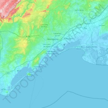 Mapa topográfico L'Esclavon, altitude, relevo