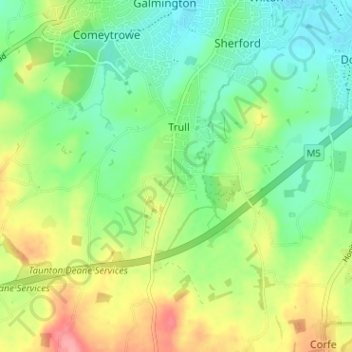 Mapa topográfico Staplehay, altitude, relevo