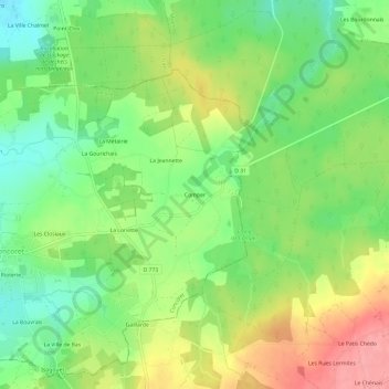 Mapa topográfico Comper, altitude, relevo