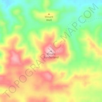 Mapa topográfico Mount Sunderland, altitude, relevo