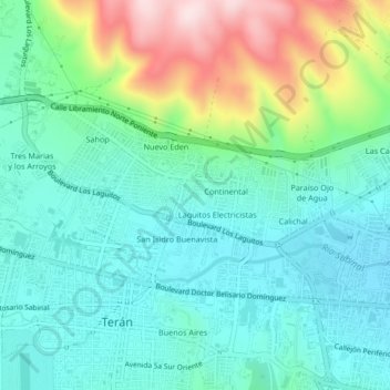 Mapa topográfico Malibu, altitude, relevo