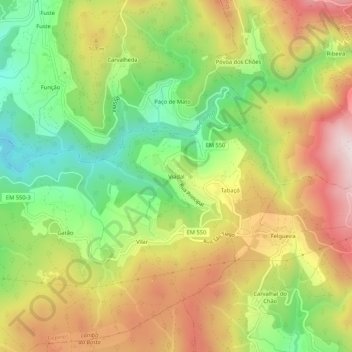 Mapa topográfico Viadal, altitude, relevo