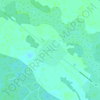 Mapa topográfico Colonia Pastoril, altitude, relevo