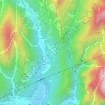 Mapa topográfico Pradis, altitude, relevo