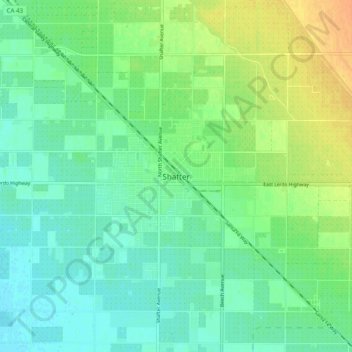 Mapa topográfico Shafter, altitude, relevo