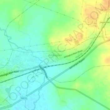 Mapa topográfico Ambapua, altitude, relevo